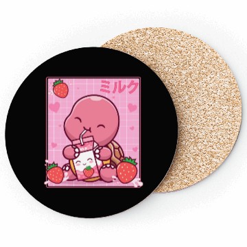 Discover Kawaii Turtle Lover Strawberry Milk Shake Otaku Coasters