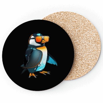 Discover Cool Winter Penguin with sunglasses Coasters