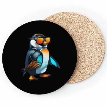 Discover Cool Winter Penguin with orange sunglasses Coasters