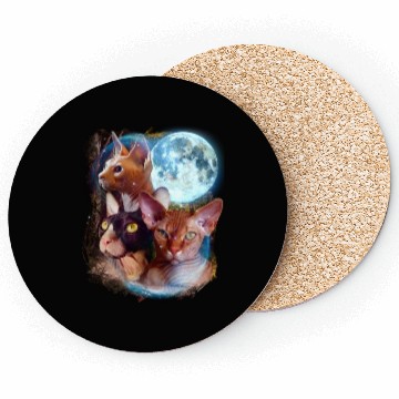 Discover 3 Moon Sphynx cats Animal Lovers Cute Kitty Cool Coasters