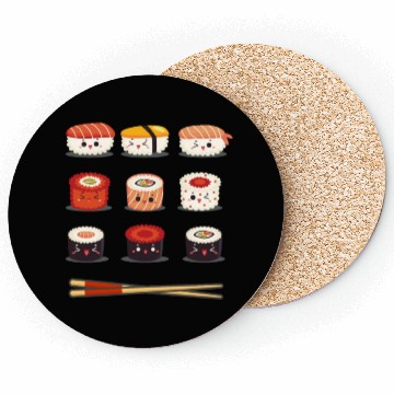 Discover Sushi Anime Kawaii Funny Japanese Food Lover Coasters