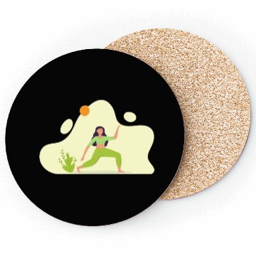 Discover Woman Yoga Exercise Health Illustration Coasters