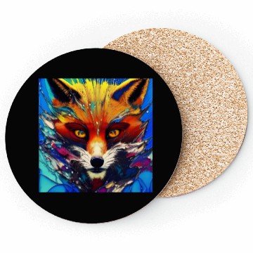 Discover Graphic Novel Comic Book Art Style Red Fox Coasters