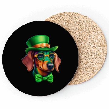 Discover St. Patricks Day Dachshund Wiener Dog Shamrock Coasters