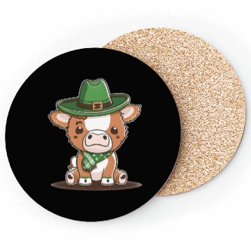 Discover Kawaii cow with scarf St. Patrick's Day Coasters