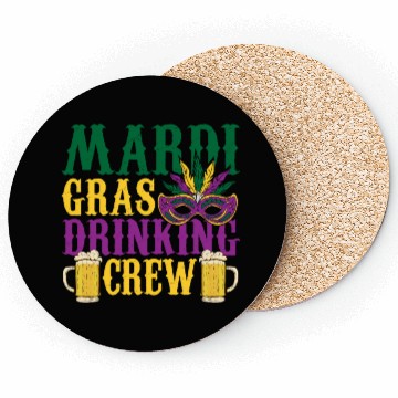 Discover Mardi Gras Drinking Crew Carnival Beads Mask Coasters