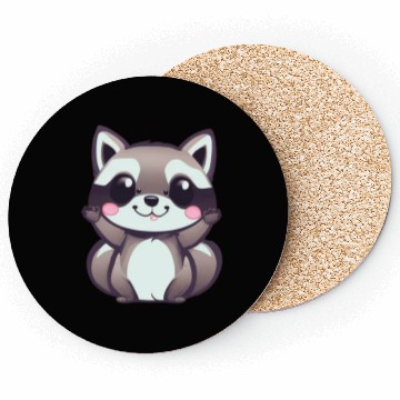 Discover cute chibi raccoon Coasters