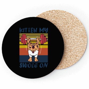 Discover Kitten My Swole On Funny Gym Cat Meme Coasters