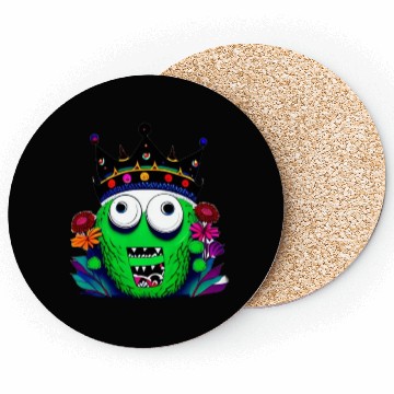 Discover Monster Royalty A Green Beast with a Crown Coasters