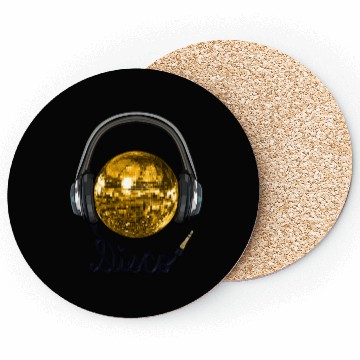 Discover Gold Disco Ball Music Headphones Coasters