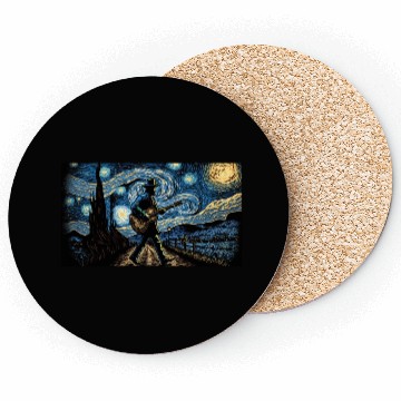 Discover man walking with a guitar van gogh style Coasters