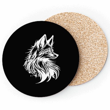 Discover Little Cunning Fox Portrait Tattoo Ink Coasters