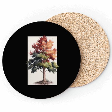 Discover Serene Watercolor Maple Tree Art Coasters