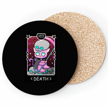 Discover Kawaii Pastel Goth Tarot Card Death Grim Reaper Cu Coasters
