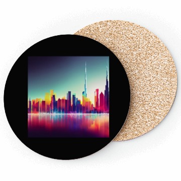 Discover Dubai silhouette skyline abstract art Coasters