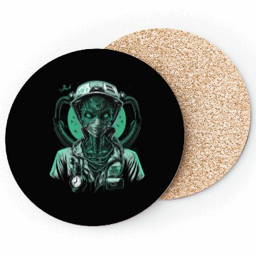 Discover Alien Nurse Stethoscope Syringe UFO Coasters