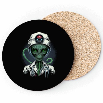 Discover Alien Nurse Stethoscope Syringe UFO Coasters