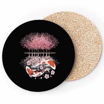 Discover Koi Sakura Tree Upside Down Cherry Blossom Japanes Coasters