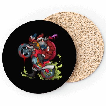 Discover Zombie Biker Santa Motorcycle Christmas Coasters