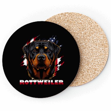 Discover Patriotic Rottweiler Dog US American Flag Coasters