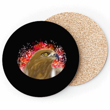 Discover Majestic Eagle with Fiery Background Coasters