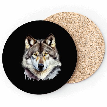 Discover Watercolor Grey Wolf Portrait Coasters