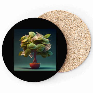 Discover Plant in Flower Pot Money Tree - 3D Digital Art Coasters