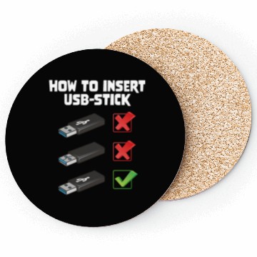 Discover How To Insert USB Stick Funny Programmer Meme Coasters