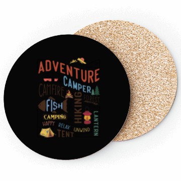 Discover Campfire Hiking Unwind Camping Relax forest fish Coasters