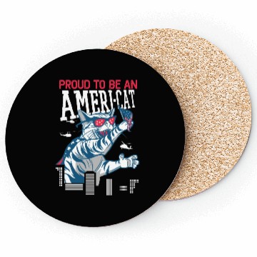 Discover Proud To Be An Ameri-cat America 4th Of July Coasters