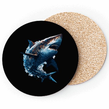 Discover Geometric Shark Head Abstract Polygonal Wild Anima Coasters