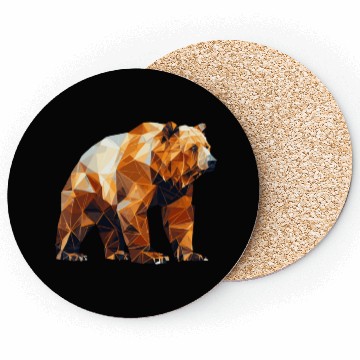 Discover Geometric Bear Head Abstract Polygonal Wild Animal Coasters