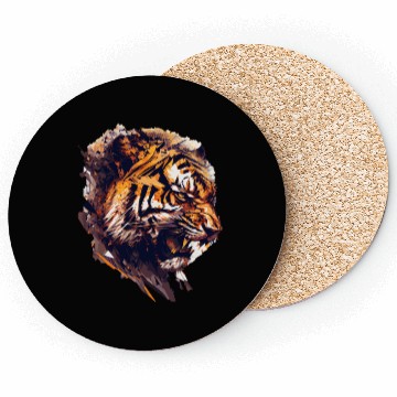 Discover Geometric Tiger Head Abstract Polygonal Wild Anima Coasters