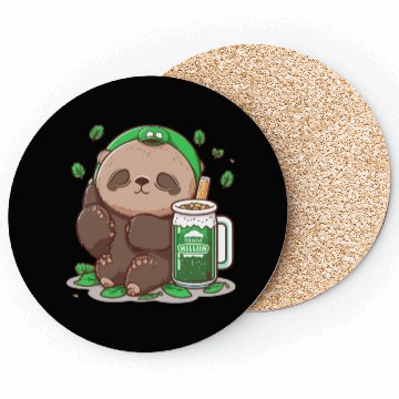 Discover Sloth drinking beer sloth wear irish sunglass Coasters
