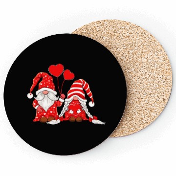 Discover Gnomes Couple Holding Hearts Love Pattern Coasters