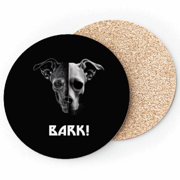 Discover Bark! Dog Skull, Skully Doggy, Heavy Metal Dog Coasters