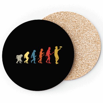 Discover Funny Disc Golf Evolution Vintage Frisbee Coasters