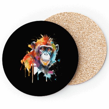 Discover Watercolor Monkey Colorful Wildlife Animal Lover Coasters