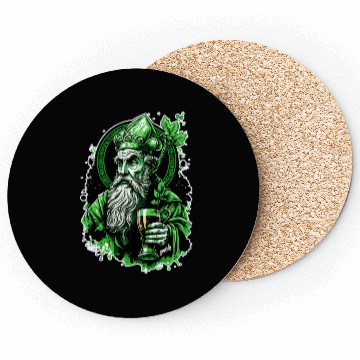 Discover Funny Drunk Saint Patrick drinking beer by gnarly Coasters
