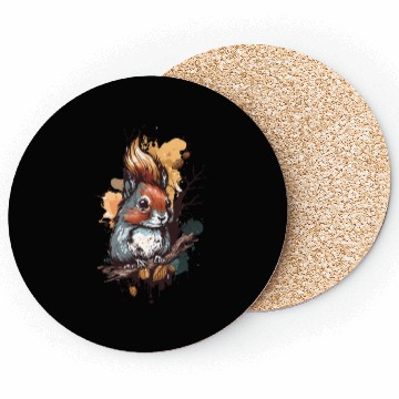 Discover Cute squirrel portrait design painting Coasters