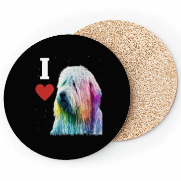 Discover Colorful komondor dog cute doggy Neon breed colore Coasters
