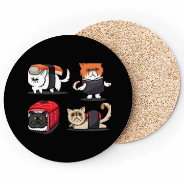 Discover Sushi Persian Cat for Funny Cat Lover Coasters