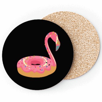 Discover Comic Pink Flamingo Sweet Donut Coasters