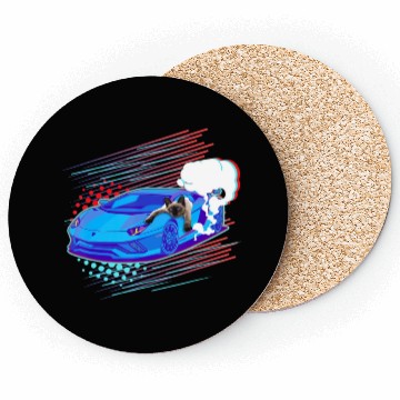 Discover Funny Cat Racing Car Graphic Coasters