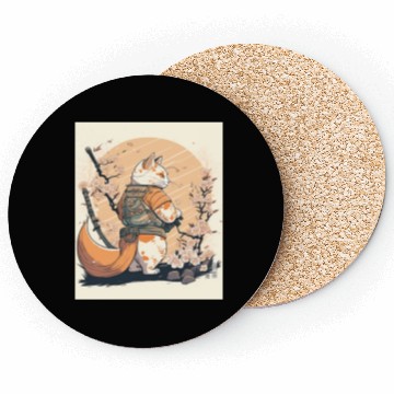 Discover samurai katana cat vintage Coasters