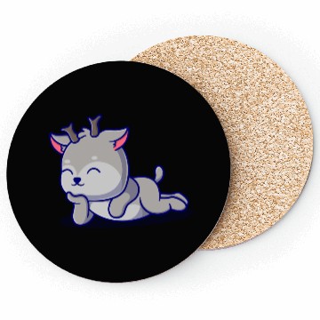 Discover Cute deer cartoon icon illustration gift Coasters