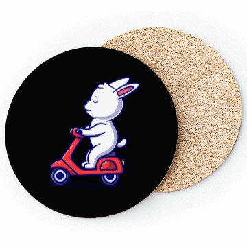 Discover Cute bunny riding scooter icon illustration Coasters