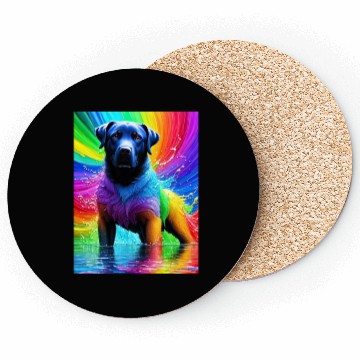 Discover Labrador Retriever with rainbow splashes of colors Coasters