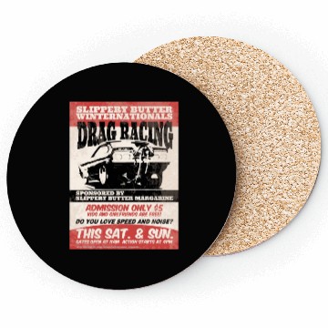 Discover Vintage Hot Rod Classic Drag Racing Poster Coasters