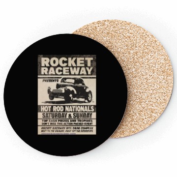 Discover Vintage Hot Rod Classic Drag Racing Poster Coasters